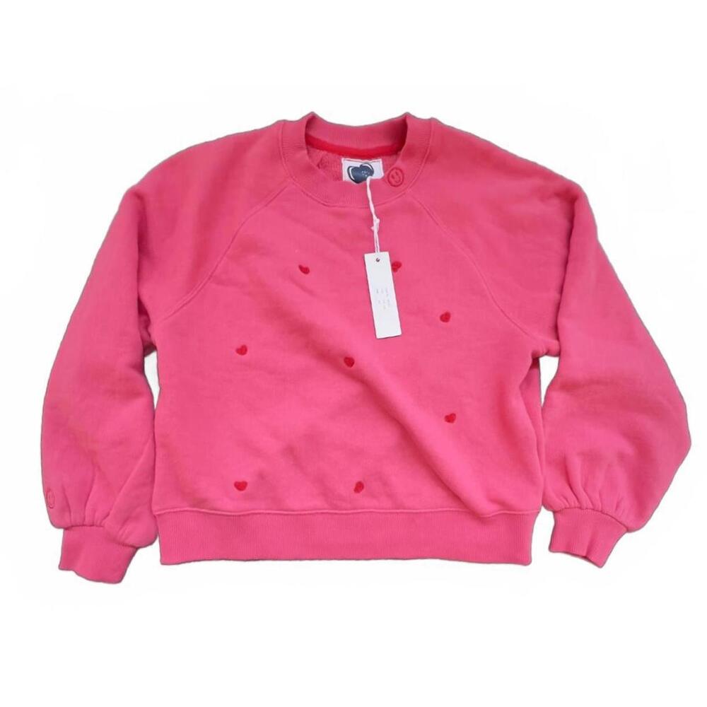 Just Madison NEW Pink Heart Embroidered Sweatshirt - XS - Picture 1 of 10